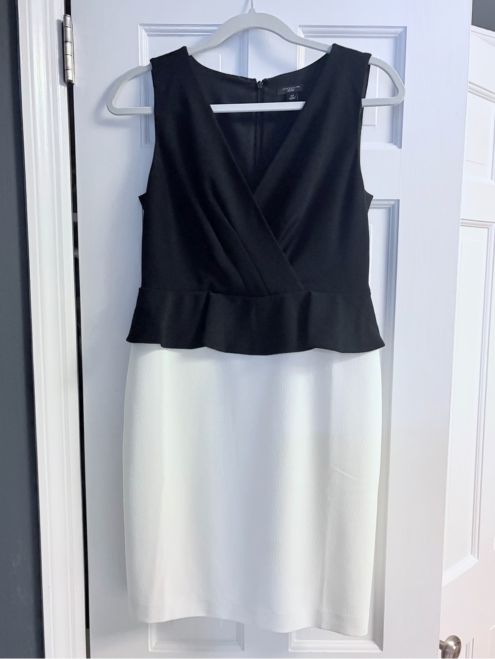 Ann Taylor Black & White Sleeveless Peplum Cocktail Dress